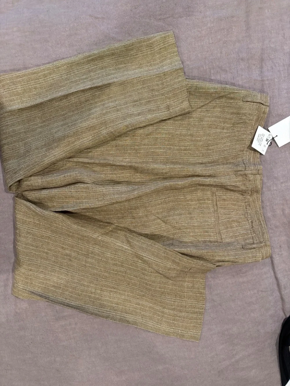 Zara Linen Blend Striped Trousers Size Small NWT